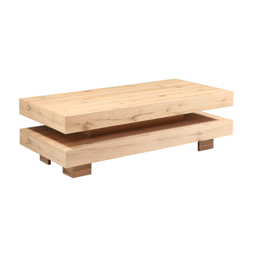 Alpine 55in Coffee Table in Distressed Oak - right angled view