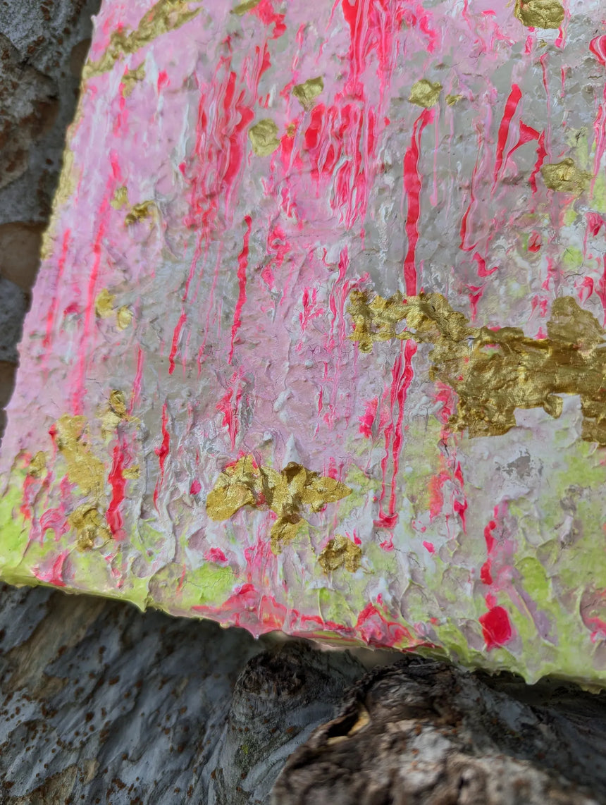 Colorful abstract painting on a textured surface