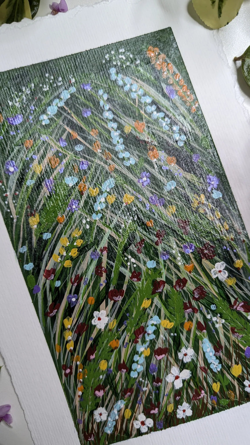 acrylic study of wild botanicals - slanted left view