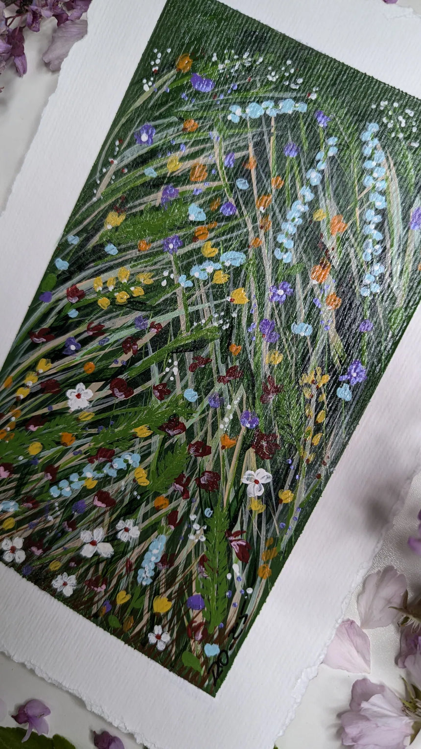 acrylic study of wild botanicals - slanted right view
