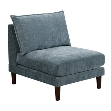 slate blue suede-like fabric armless chair