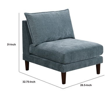 slate blue suede-like fabric armless chair - dimensions
