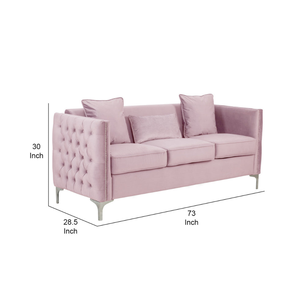 pink velvet sofa - dimensions