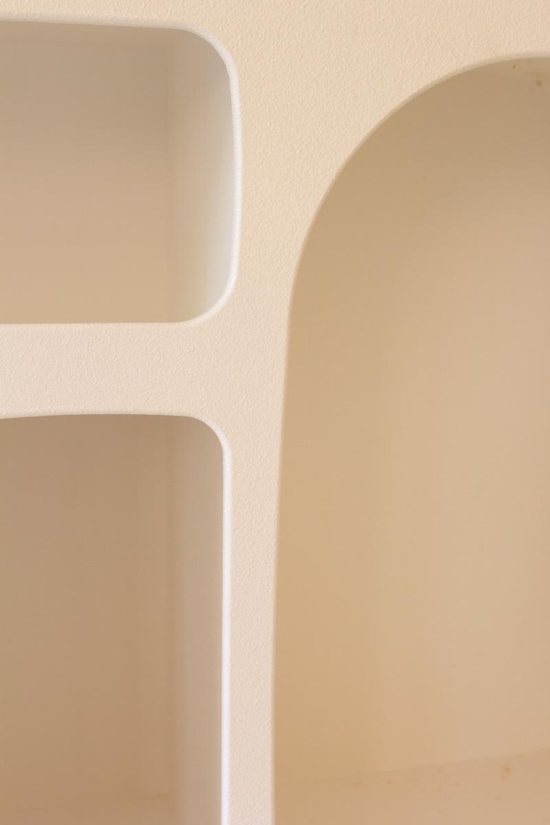 closeup of white wood of this console