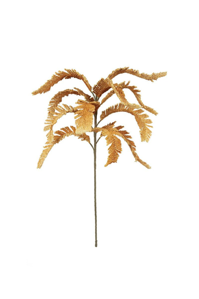 artificial plant with long rust colored leaves made with latex rubber