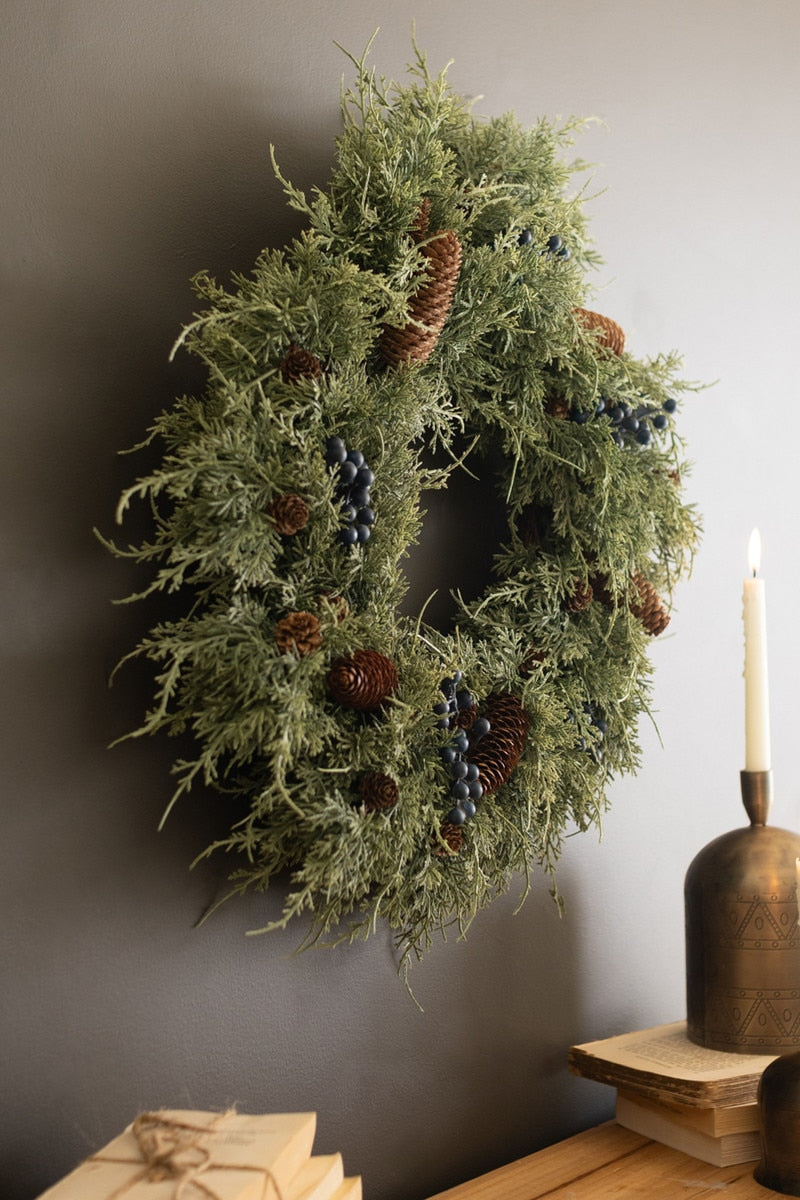 Faux Fir Christmas Wreath With Berries (Box of 1)