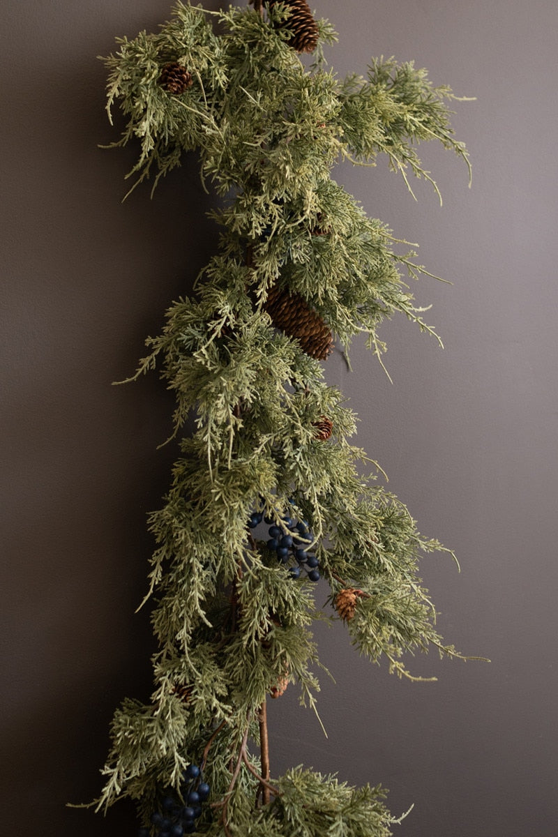 Faux Fir Christmas Garland With Berries (Box of 1)
