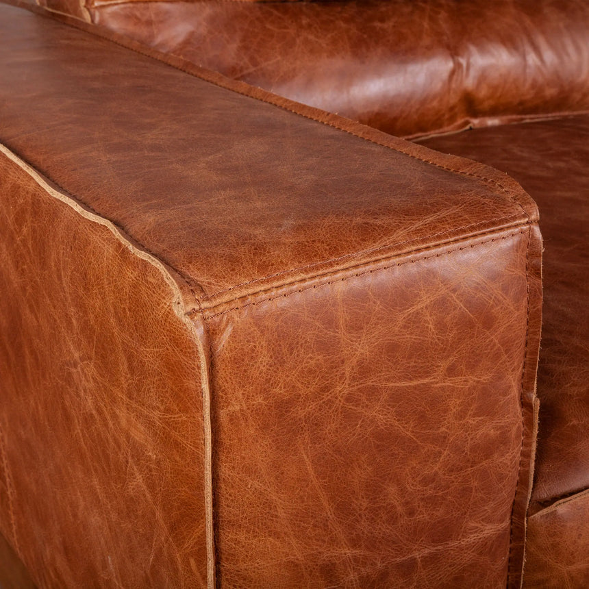95in Chiavari Modern Leather Sofa in Vintage Cognac