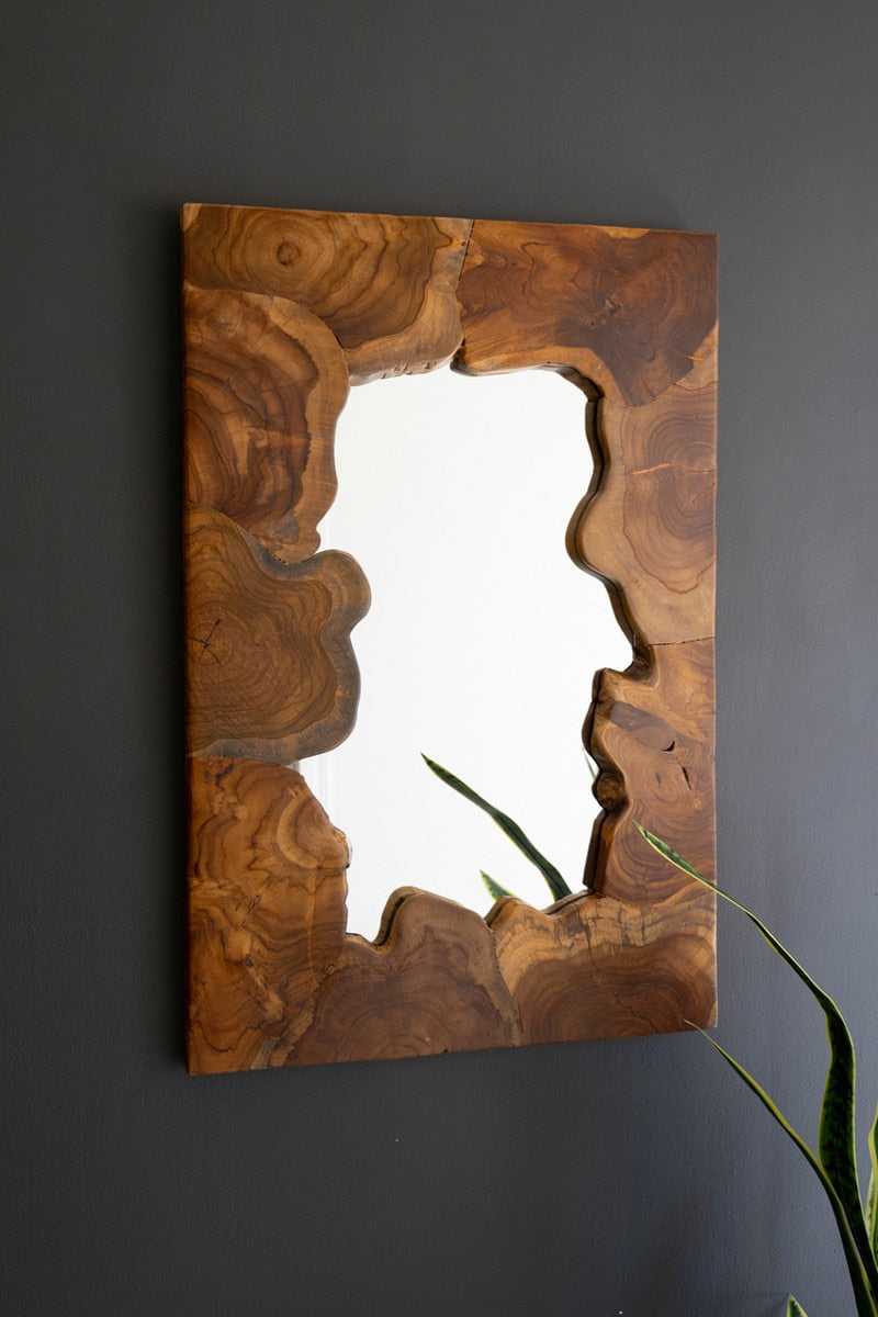 Live-Edge Teak Wood Framed Mirror