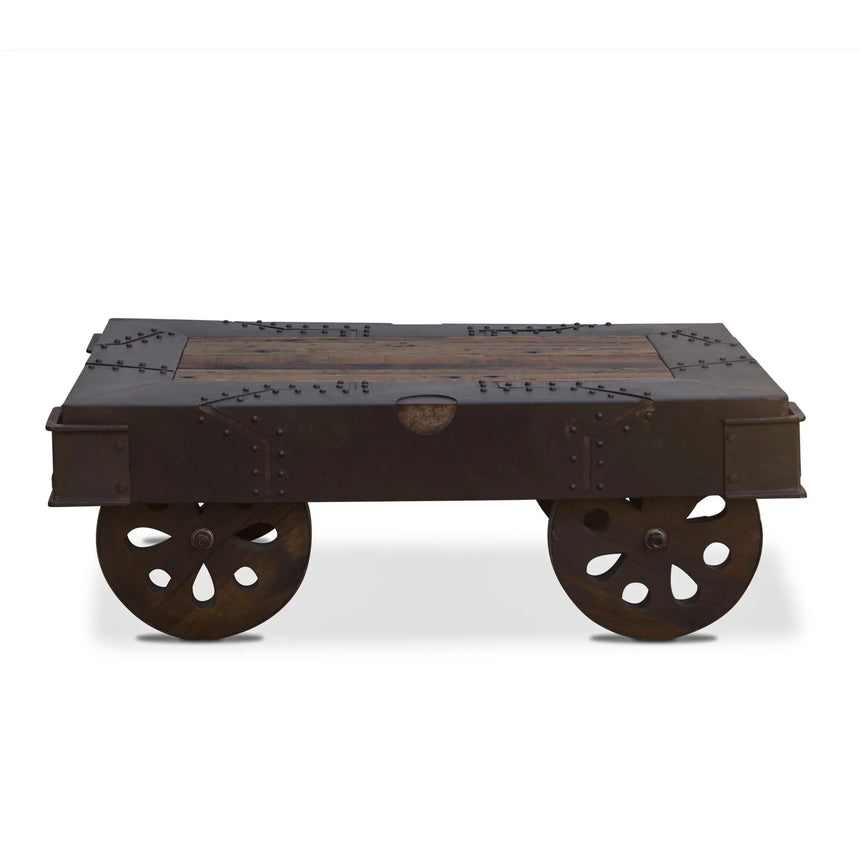 Sterling 48in Wheeled Neem Wood Coffee Table