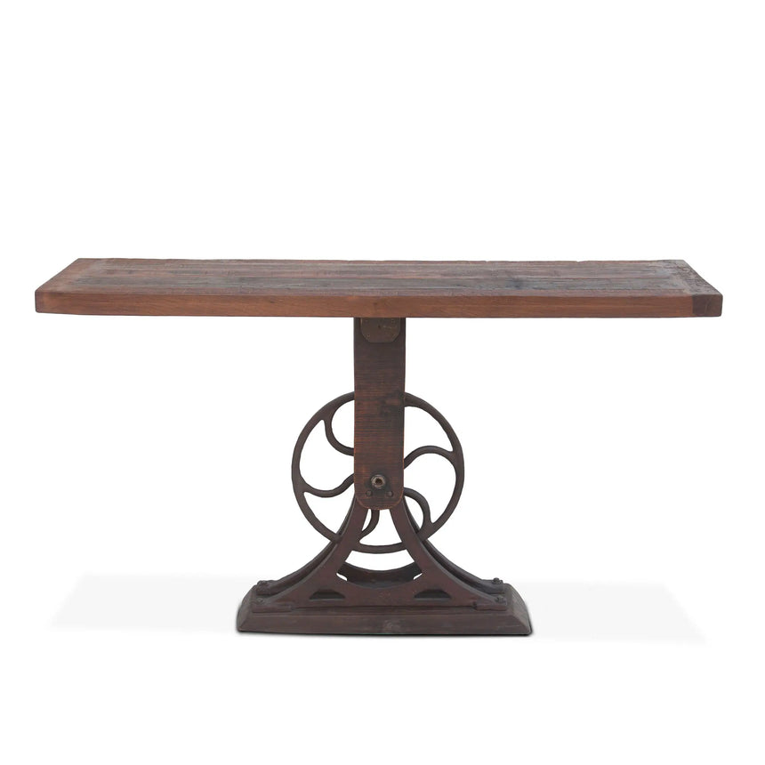 Sterling 56in Console Table in Cast Iron and Teak Wood