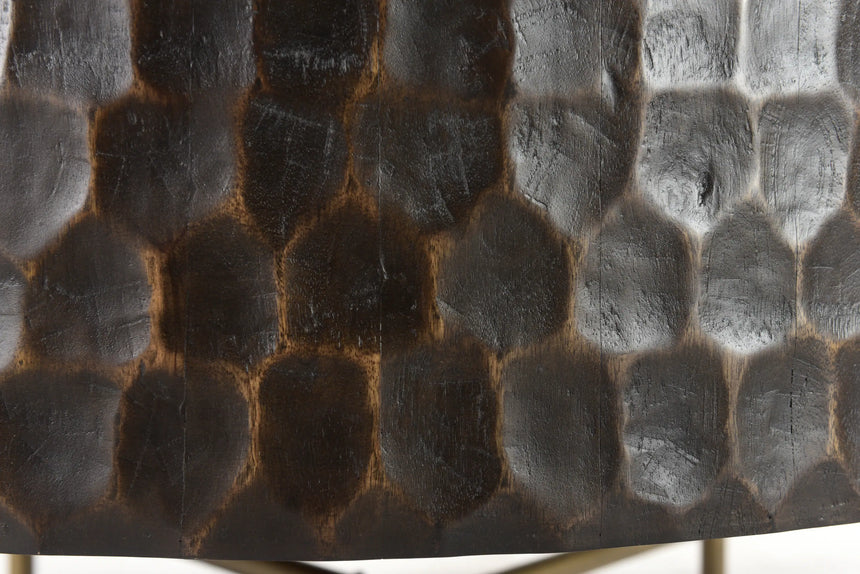 close up of hammered side of coffee table