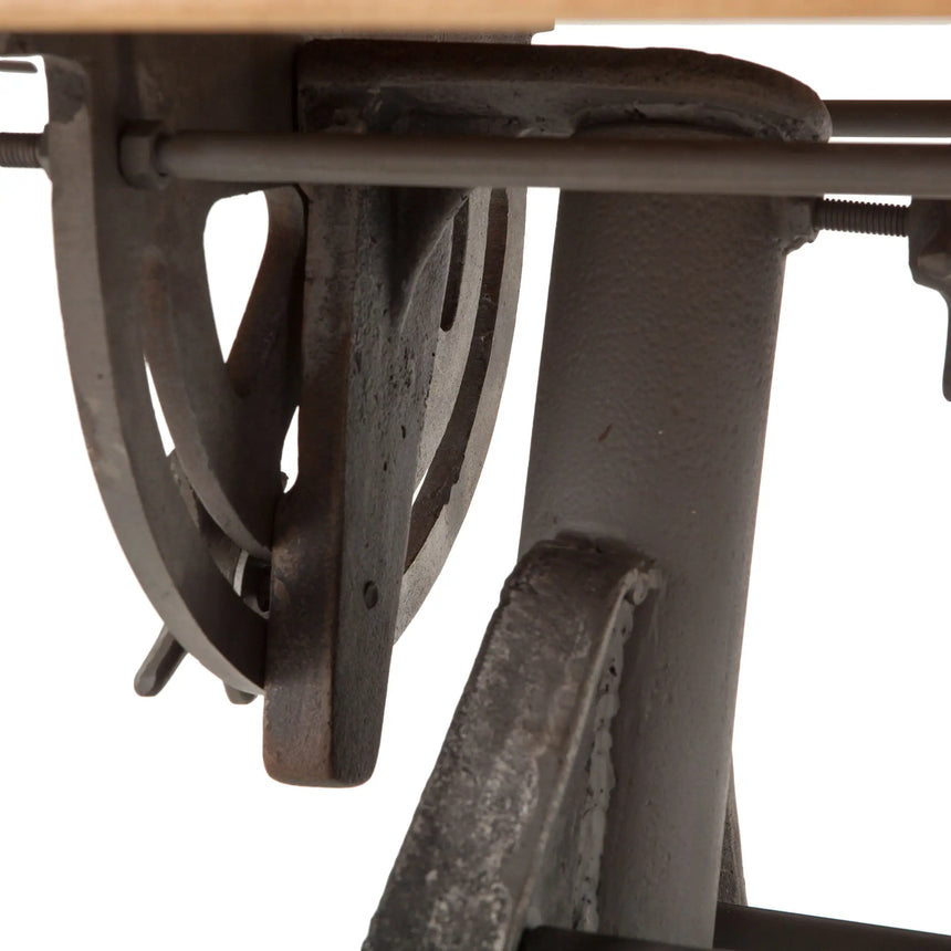 close-up of iron base just below desktop