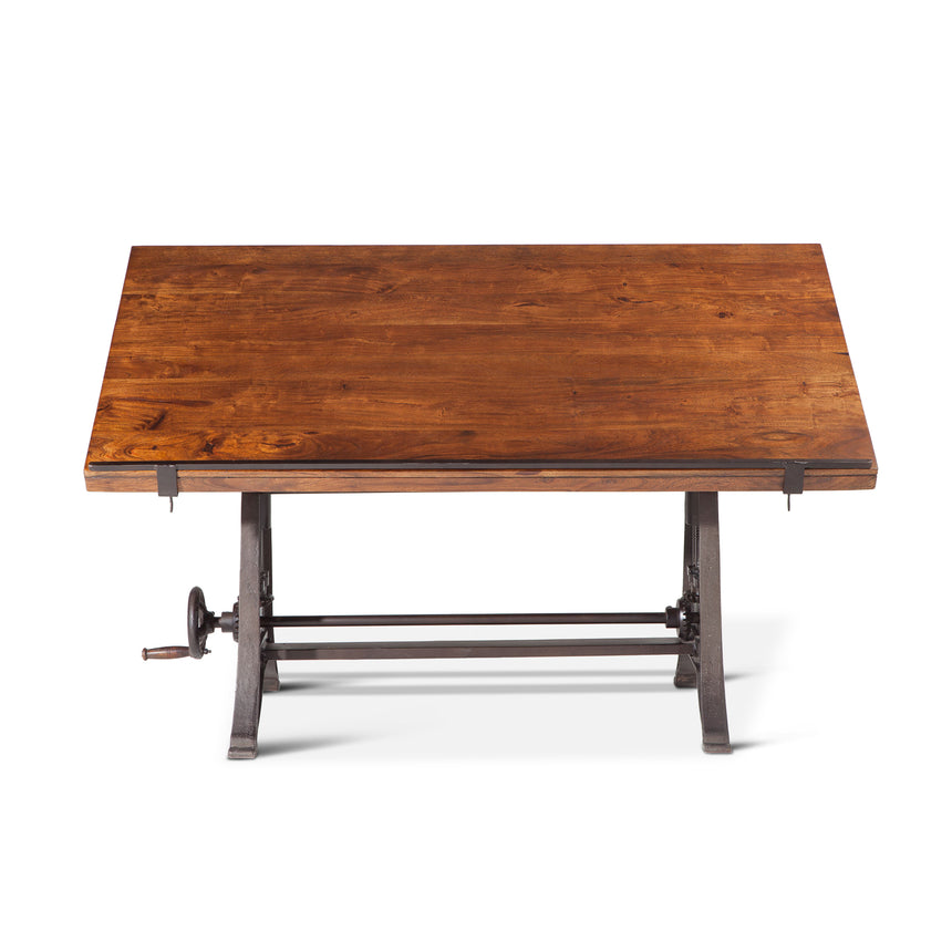 Artezia 62-inch drafting desk in a walnut finish