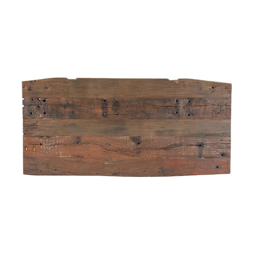 rustic solid wood desk with adjustment cranks - top down view