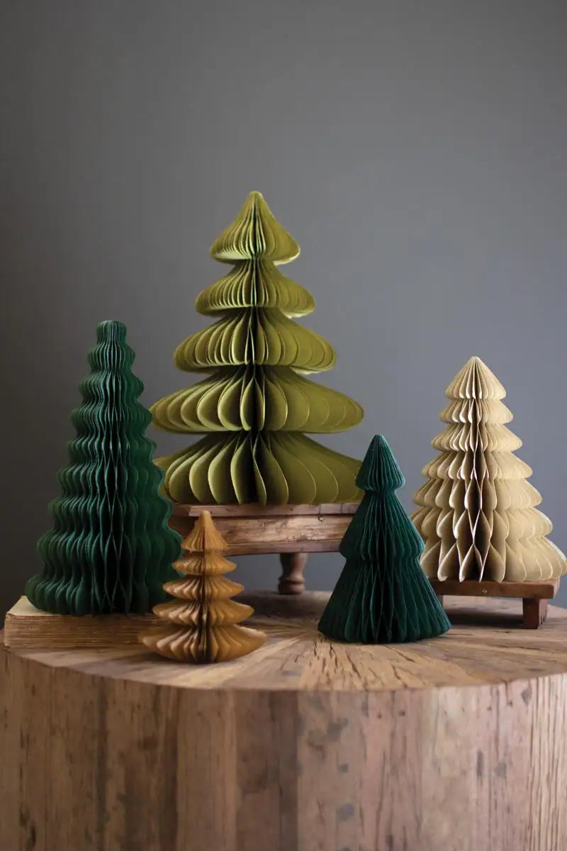 Paper Accordian Christmas Trees - One of each Color (Set of 5)