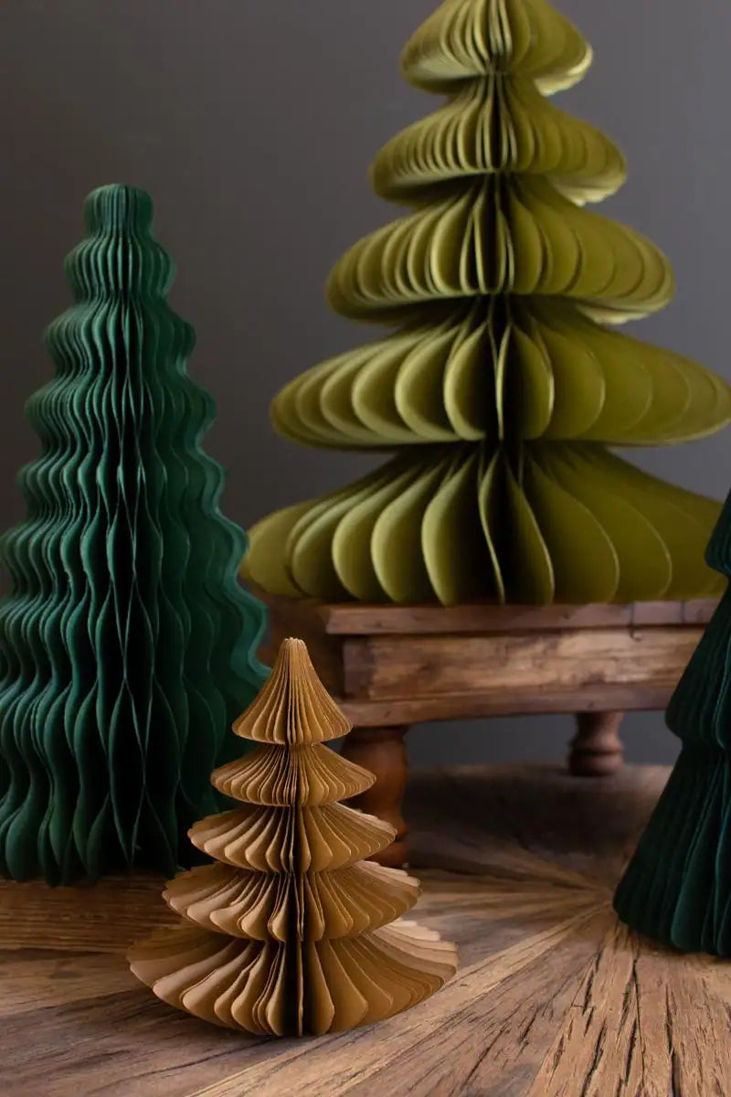 Paper Accordian Christmas Trees - One of each Color (Set of 5)