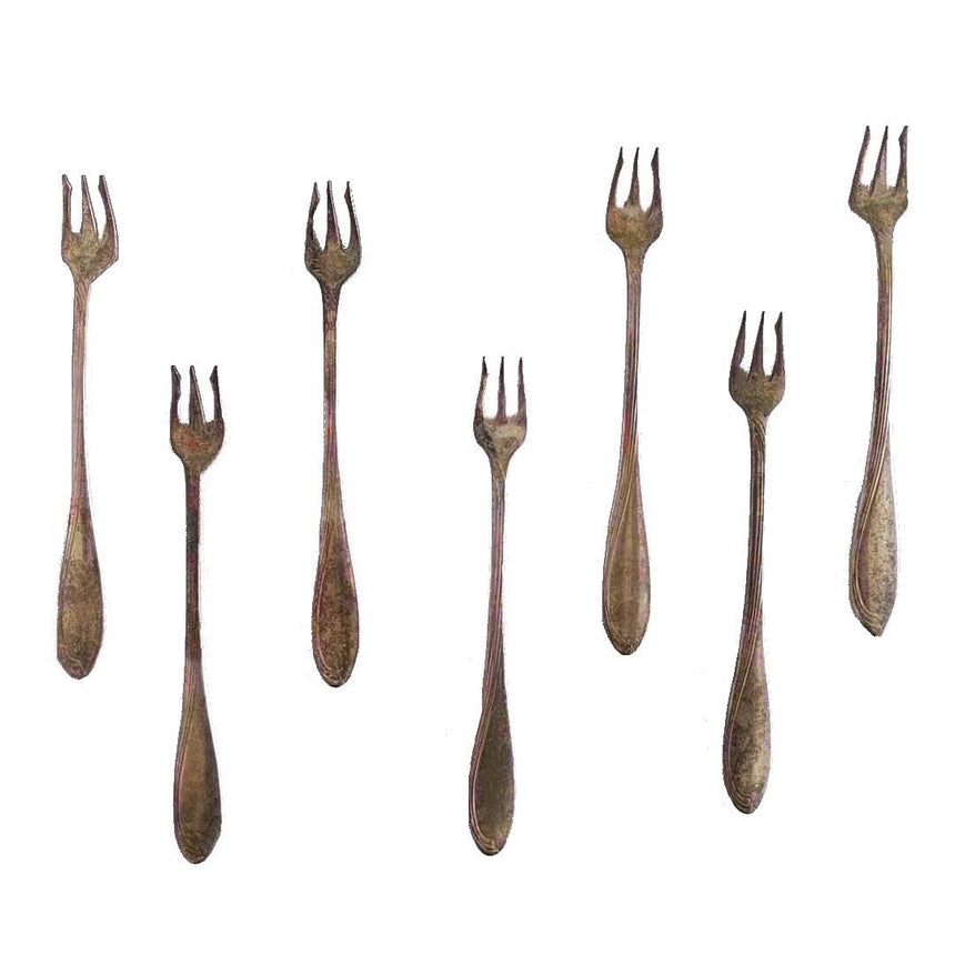 antique silver plated cocktail forks with tarnished look (3)