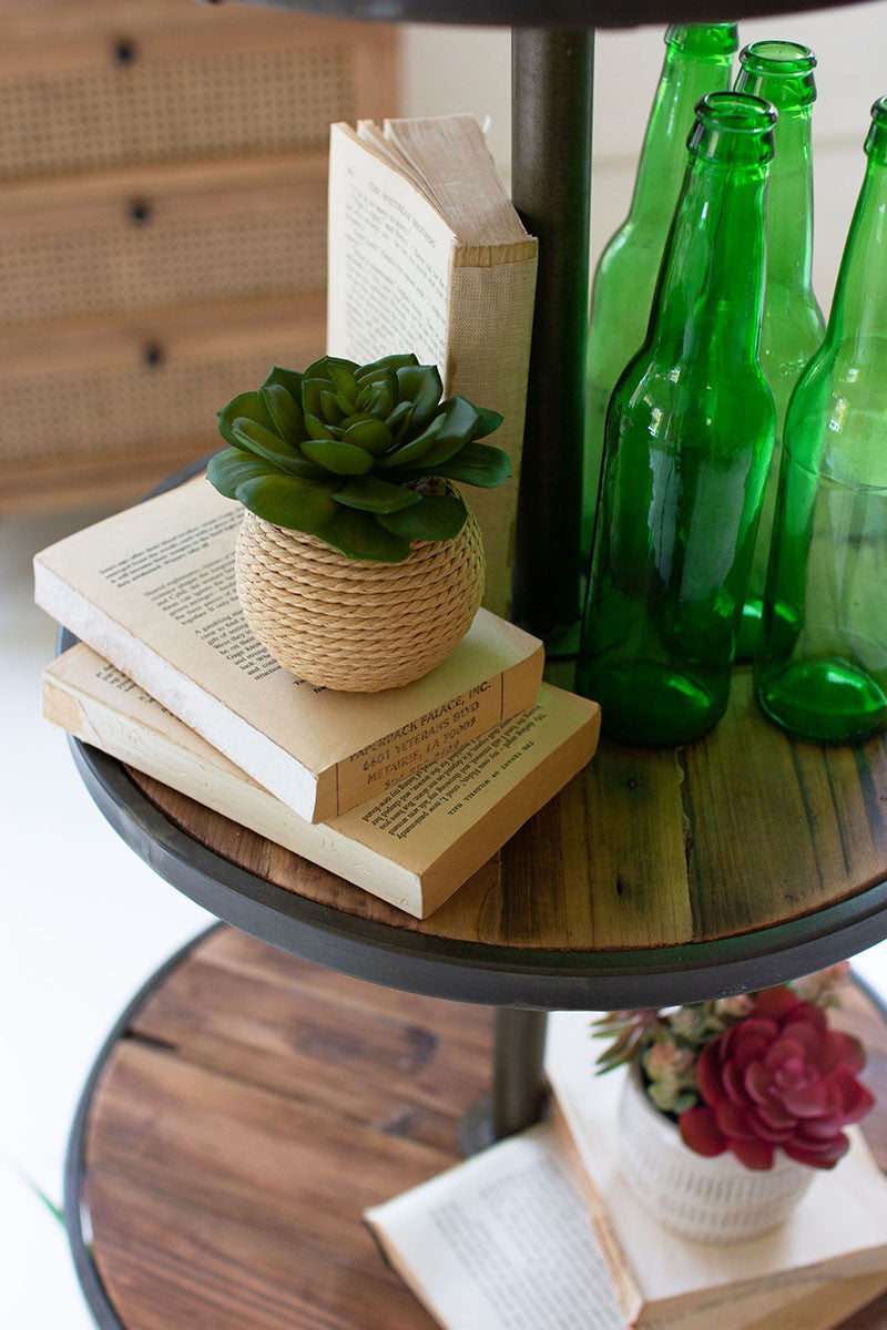 one round shelf zoomed in showing wood grain detail