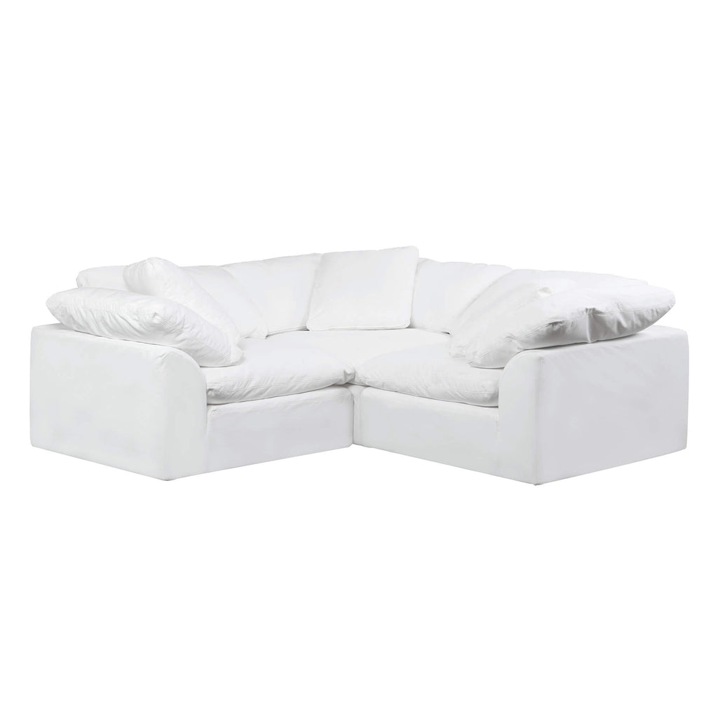 white 3-piece l-shaped slipcover sofa