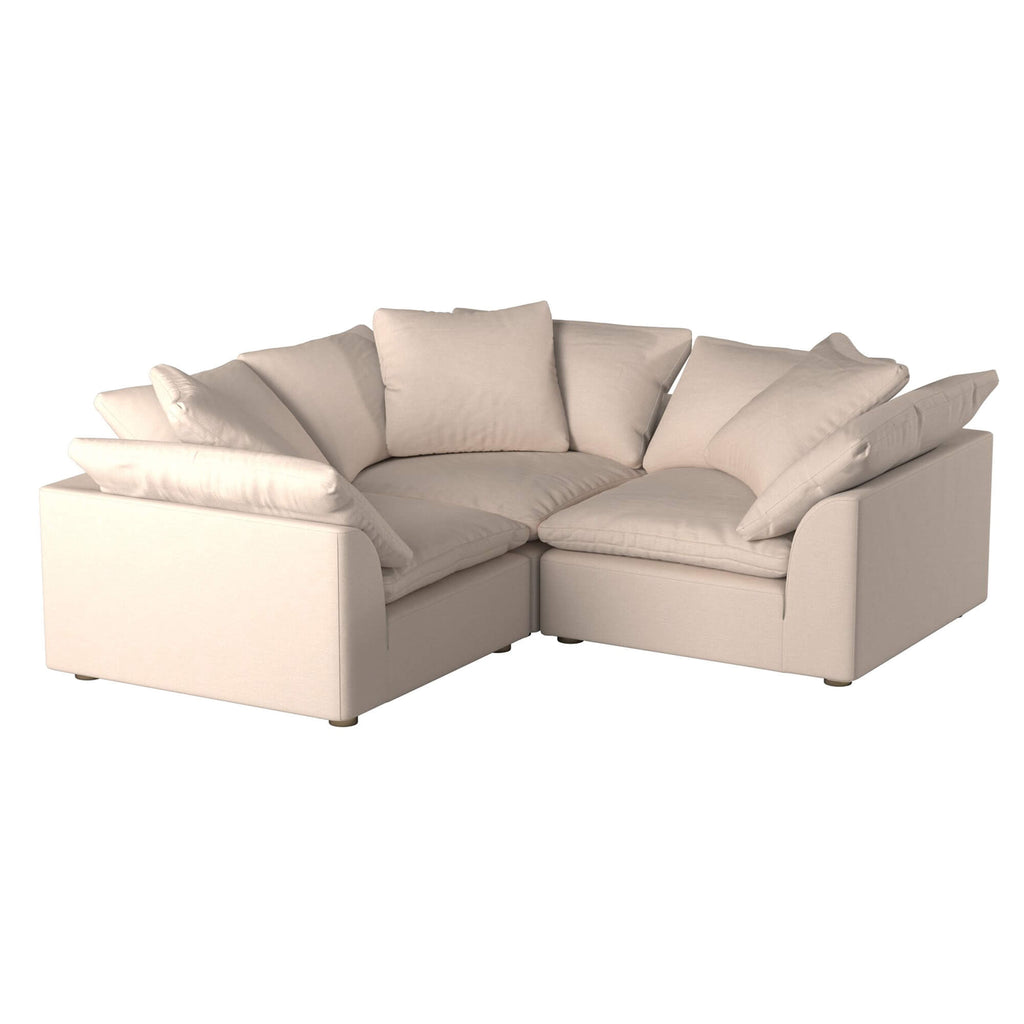 tan 3-piece l-shaped slipcover sofa