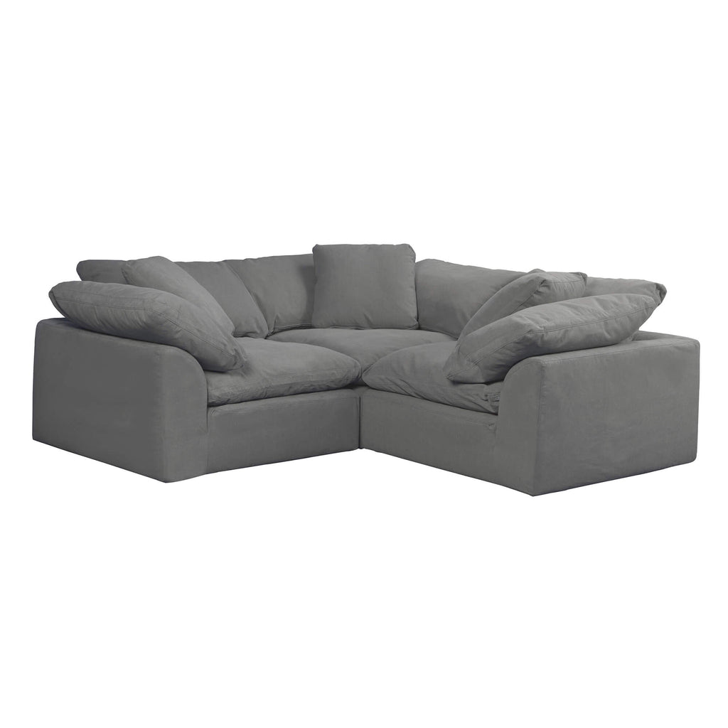 gray 3-piece l-shaped slipcover sofa