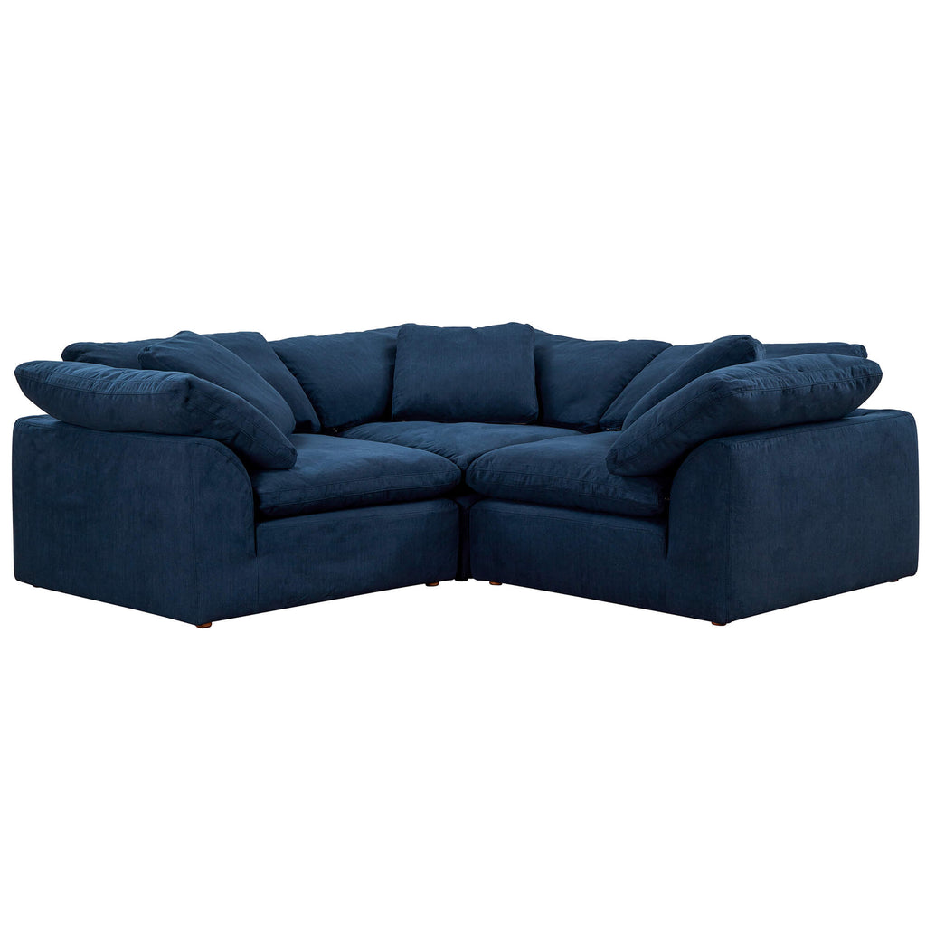 navy blue 3-piece l-shaped slipcover sofa