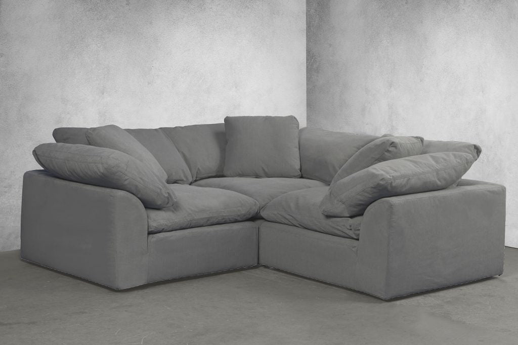 gray 3-piece l-shaped slipcover sofa - with contrasting background