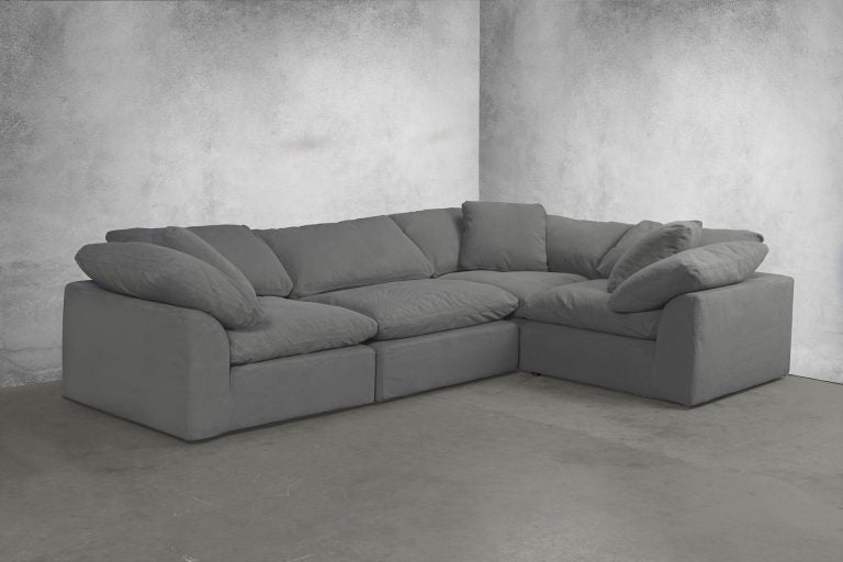 gray 4-piece nirvana cloud slipcover sectional sofa - with contrasting background