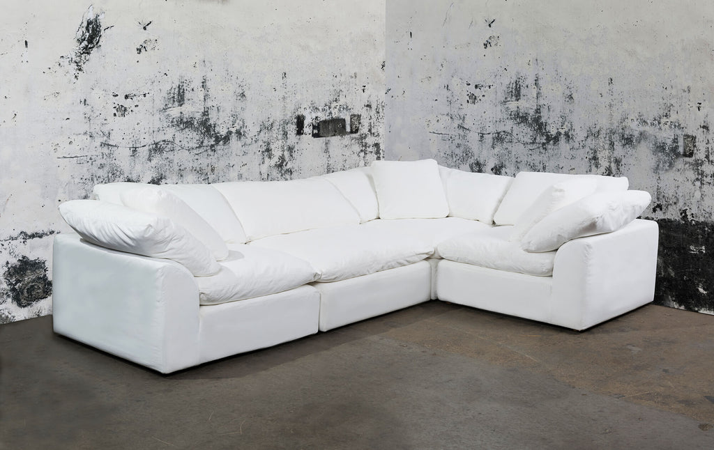 white 4-piece nirvana cloud slipcover sectional sofa - with contrasting background