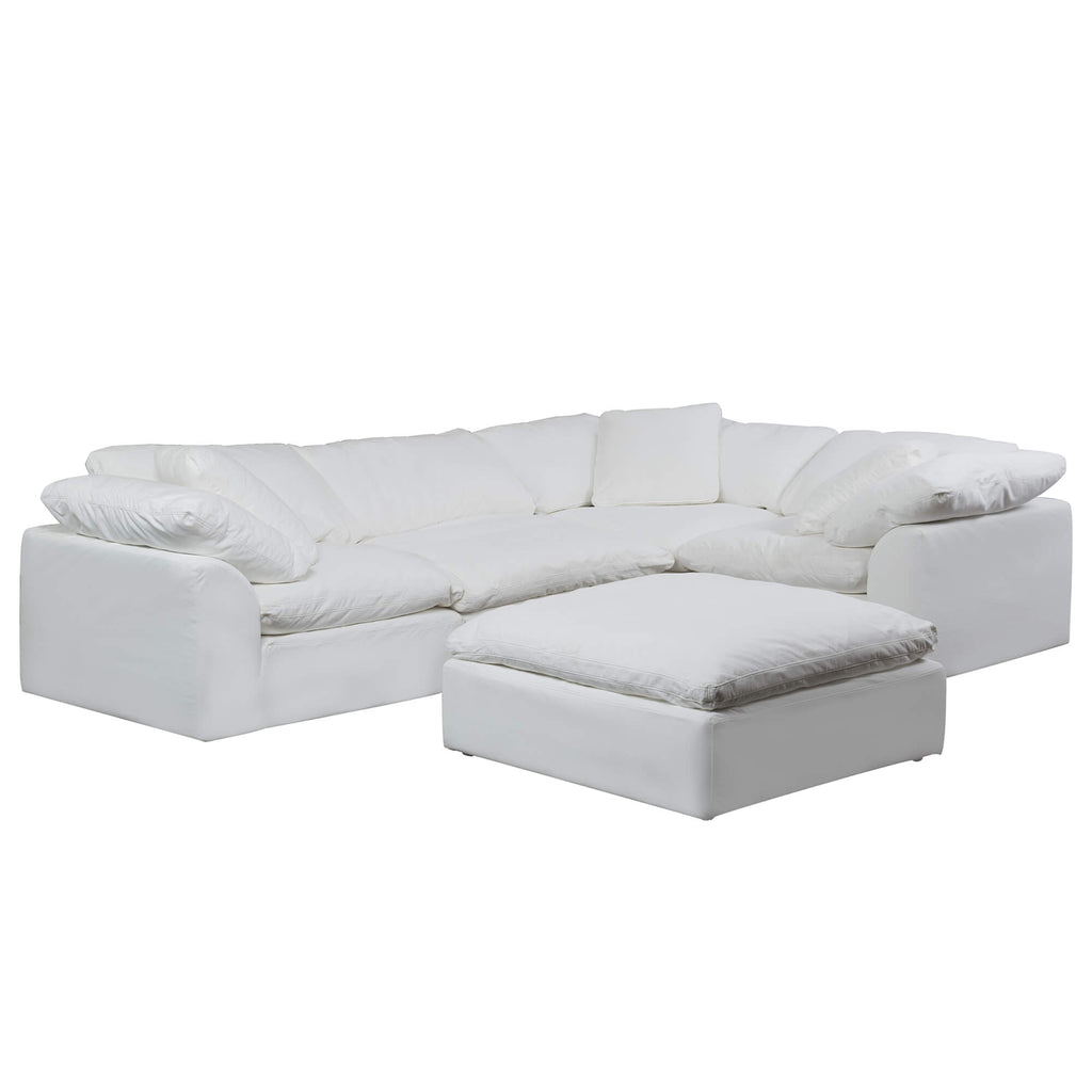 white 5-piece nirvana cloud l-shaped slipcover sectional sofa