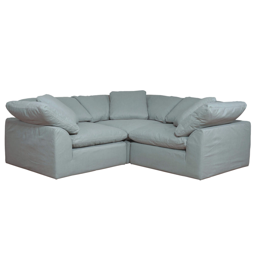light blue 3-piece l-shaped slipcover sofa