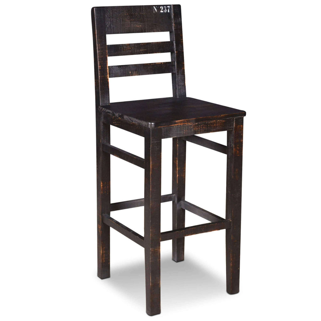 rustic dark wood bar stool