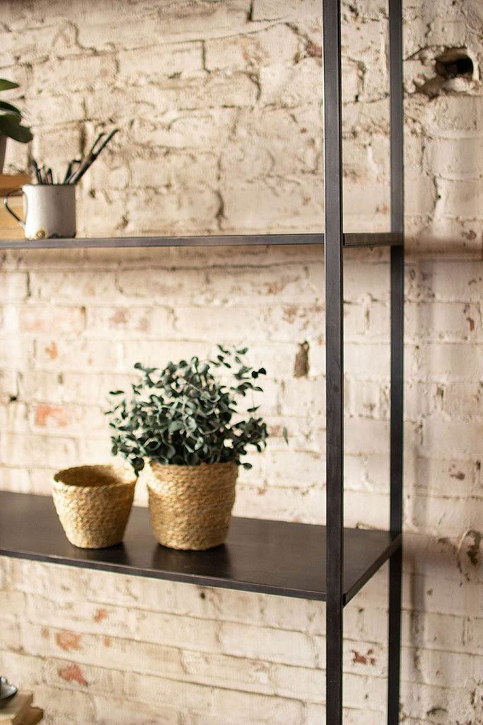 tall metal shelving unit - close-up of shelf and frame