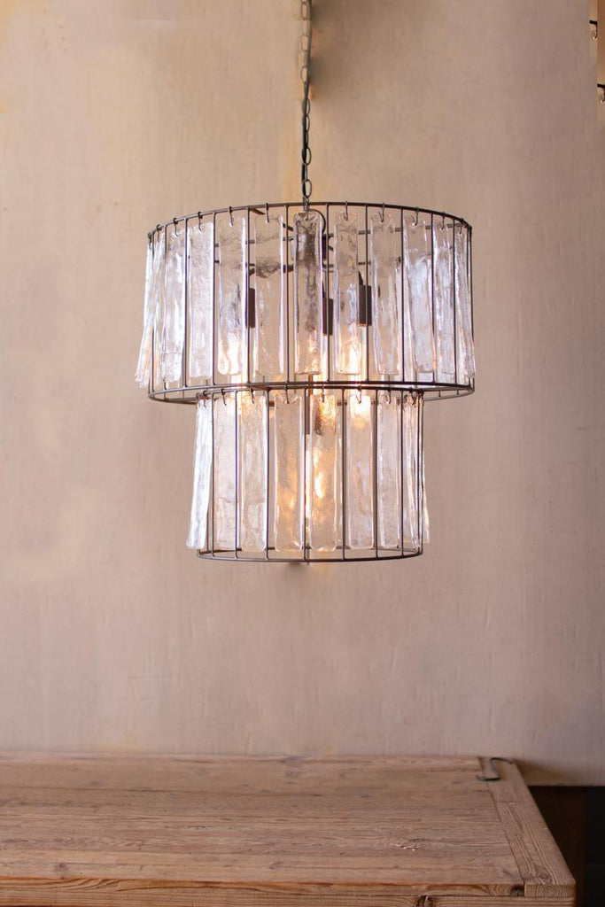 circular pendant light with glass chimes