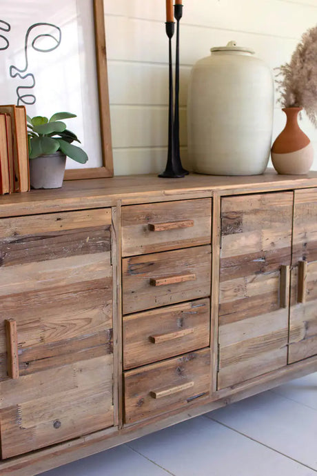 Handcrafted Accent Cabinet with 2 Medallion Engraved Doors