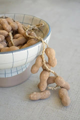 string of faux peanuts - shown in a bowl with some peanuts hanging outside