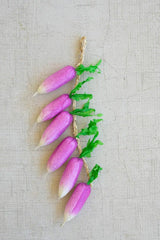 string of faux radishes - lined up