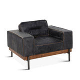 black leather armchair with deep cushion