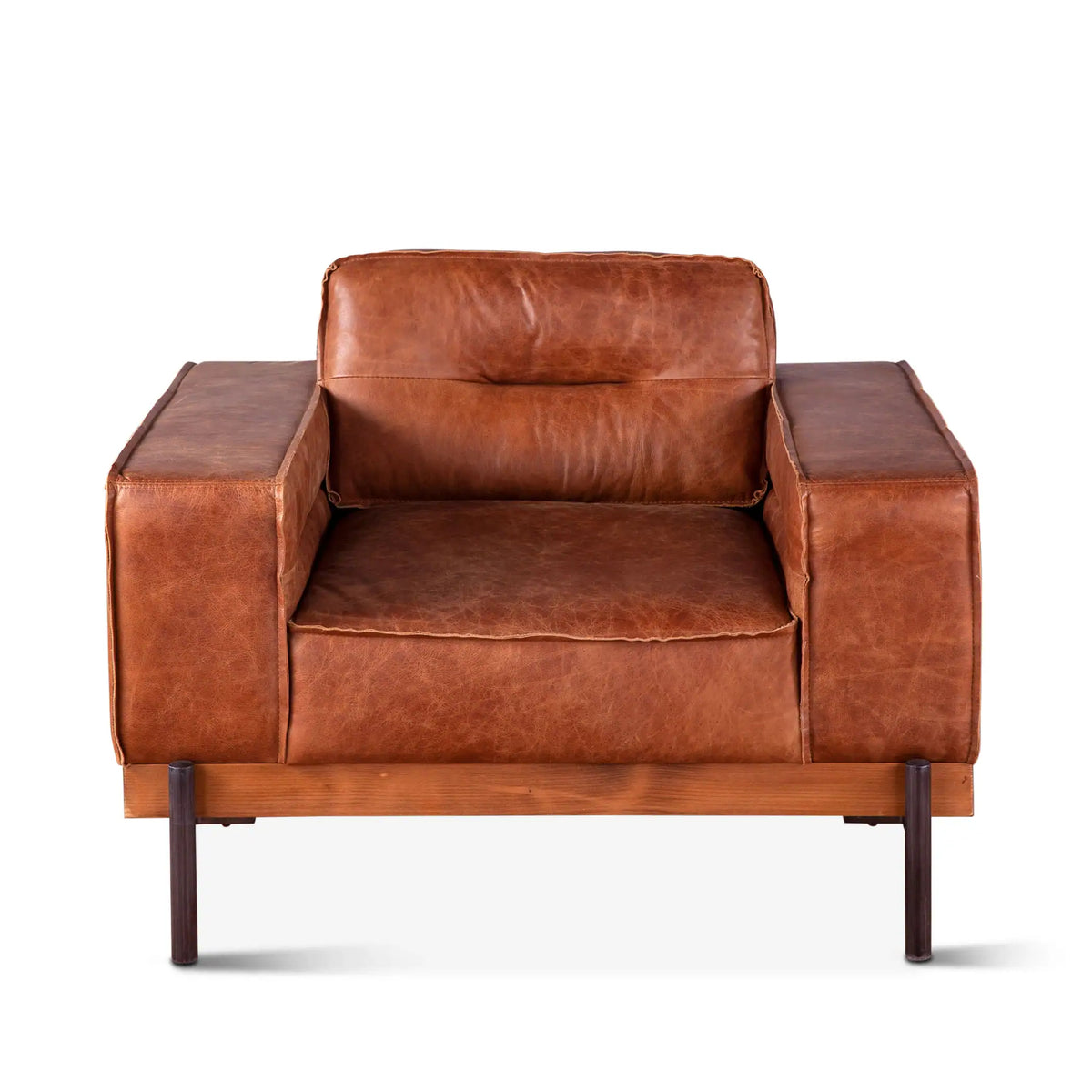 cognac color leather armchair