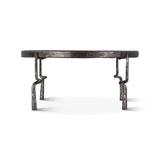 41 inch Rustic Revival Hammered Leg Marble Coffee Table - side view