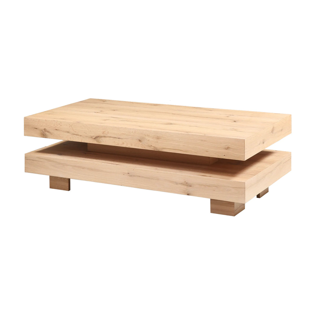 Alpine 55in Coffee Table in Distressed Oak - left angled view