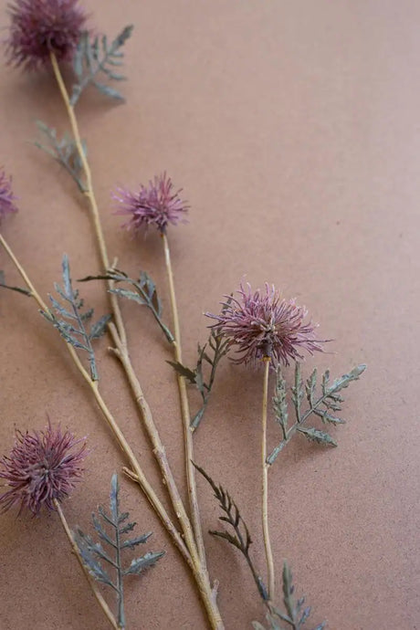 purple faux flower spray - close-up