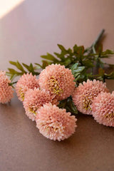 bundles of light pink faux zinnias - close-up 2