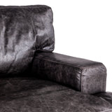 moroccan black leather armchair - front left upholstery close-up