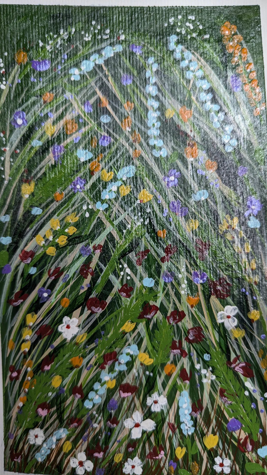 abstract acrylic study of wild botanicals - close-up view