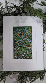 acrylic abstract botanical study painting mounted on float-mat
