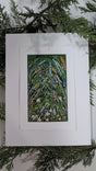 acrylic abstract botanical study painting mounted on float-mat