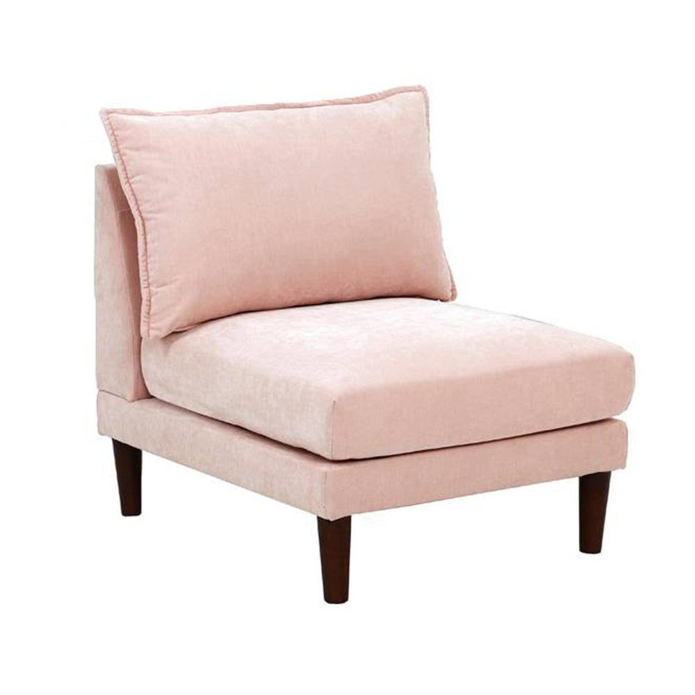 pink suede-like fabric armless chair