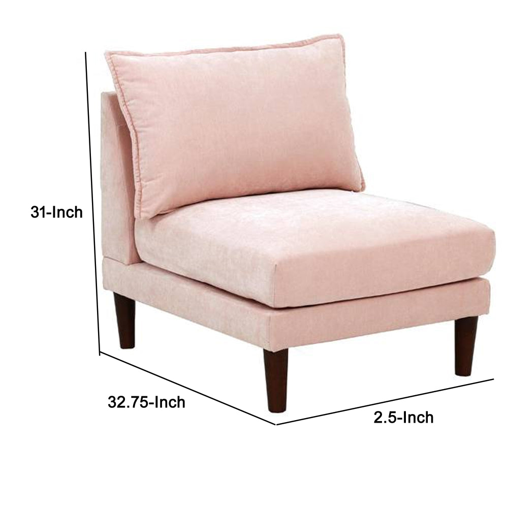 pink suede-like fabric armless chair - dimensions